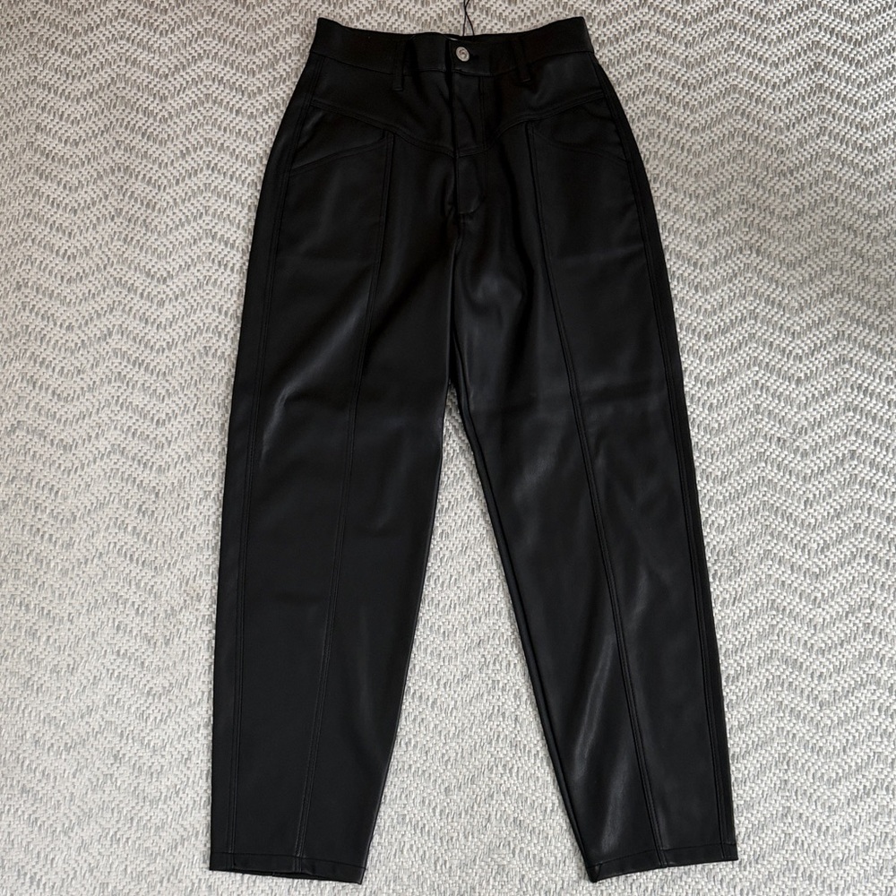 Zara Women’s Black Faux Leather Trousers